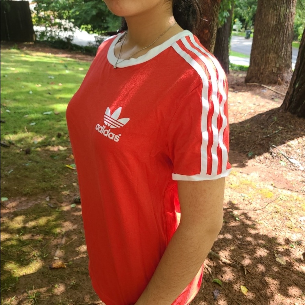 red adidas shirt